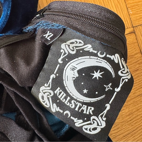 Killstar XL Magica Skater Dress Sapphire Blue Velvet Skater Mini Goth Witchy - Picture 4 of 7